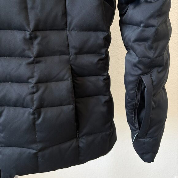 Calvin Klein Down Puffer Jacket Women Medium Black Hooded Snow Winter Outerwear - Picture 4 of 9